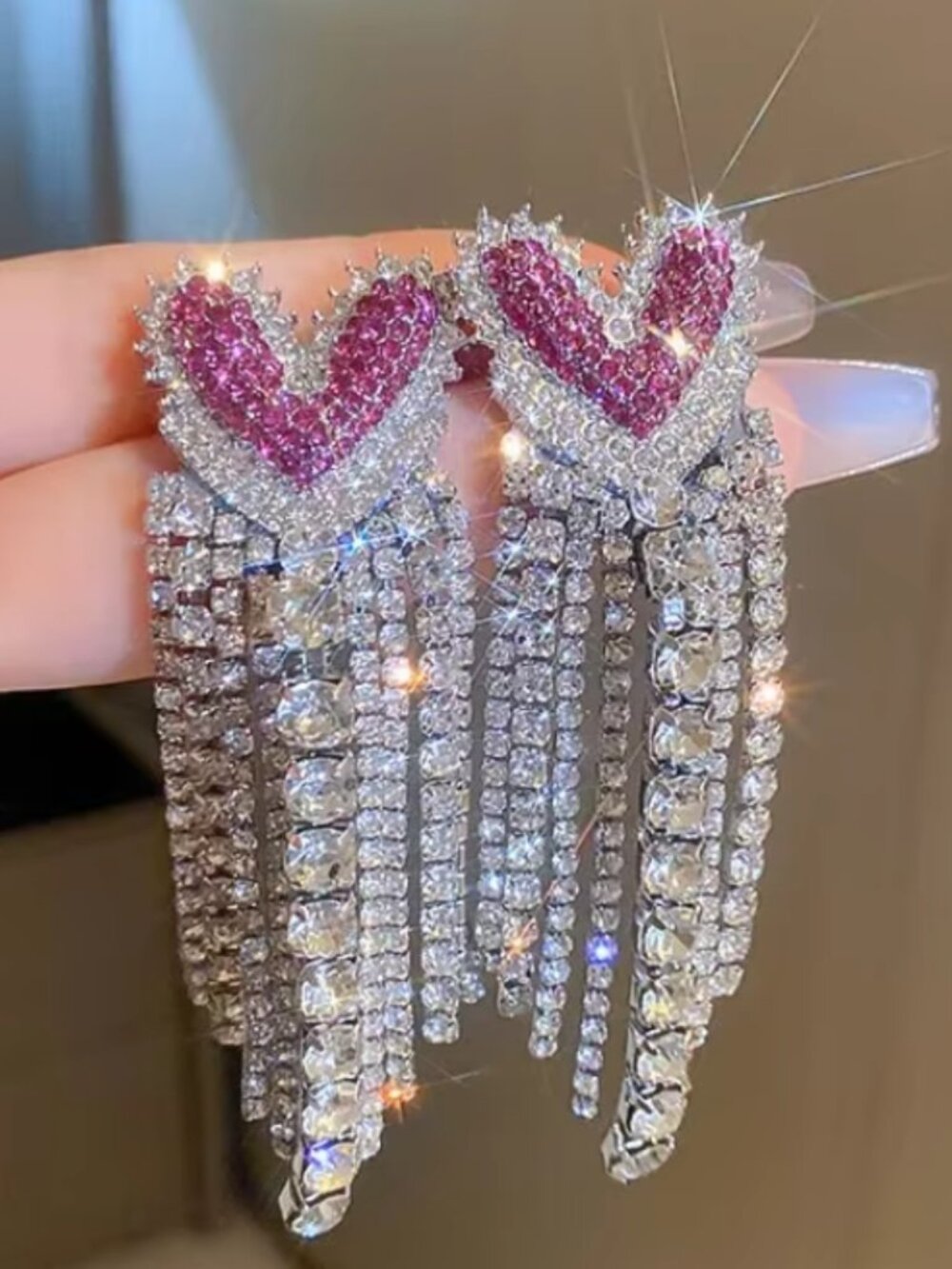 Luxury Rhinestone Statement Drop Earrings Sparkling Crystal Dangle Jewelry 3Pair